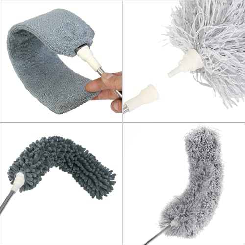 ZZ LAZYCOTTAGE 10 PCS Microfiber Feather Duster Kit, Dusters for Cleaning with Extension Pole, Retractable Bendable, Gap Dust Brush Blind Duster, for Cleaning Ceiling Fan, High Ceilings, Cars