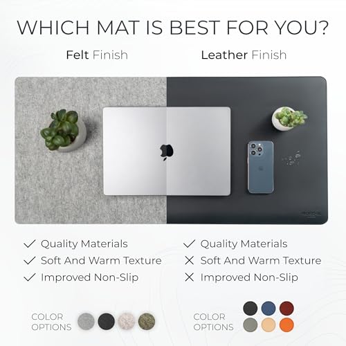 Nordik Large Felt Desk Mat – Timber Moss Green – 35 x 17 inch – Computer Desk Mat – Keyboard and Mouse Pad – Large Desktop Felt Pad