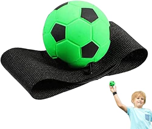 2Pcs Green Wrist Return Ball - Adjustable Bounce Back with String, Clackers on String Rubber Elastic Rebound, Finger Exercise Activity and Play