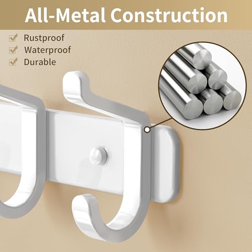 Coat Rack Wall Mount Heavy Duty, Wall Coat Hanger with Hooks, White 2 Pack - color: White, size: 2 Pack