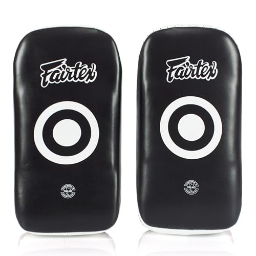 Fairtex Curved Muay Thai Pads, Kickboxing Punching Kicking Striking Shield - color: Black/White, size: Extra Thick
