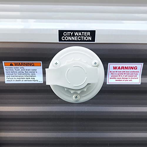RV Water Inlet Replacement,RV City Water Inlet with Check Valve,City Water Fill Inlet Flange Brass Fresh City Water Inlet Connection for RV Camper Trailer Marine Motorhome,White - color: White