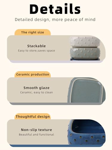 2-Pcs Ceramic Reptile Food Bowl, Mini Reptile Feeder (Farmhouse Blue) - color: Farmhouse Blue