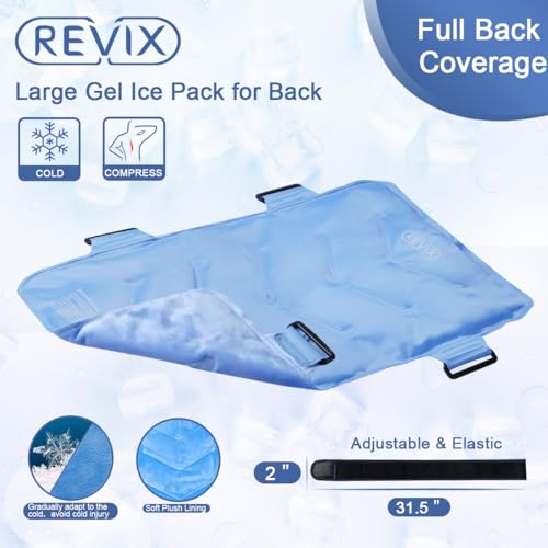 REVIX XXL Full Back Ice Pack Wrap, Large Gel Packs for Injuries Reusable - style: Blue