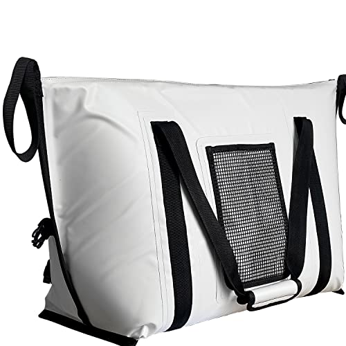 Buffalo Gear Insulated Fish Cooler - 27.5QT 58QT Waterproof Flat Bottom Bag, Leakproof and Fishing Kill Bag - color: White-45QT