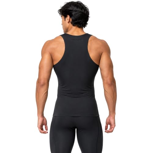 DEVOPS 3 Pack Men's Muscle Dry Fit Compression Tank Top Sleeveless Shirt - color: Black / Black / Black, size: Large