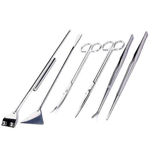 Aquarium Clean Tools Kits 6PCS Stainless Steel Tweezers Scissors Spatula Fish Starter Aquascape Tank Plants Sets - 38cm Tweezers