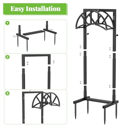 Mr IRONSTONE Garden Hose Holder Freestanding with 4 Spikes, Upgraded Water Hose Holder with Stainless Steel Screws, Heavy Duty Hose Stand Holds (Deep Black) - color: Deep Black