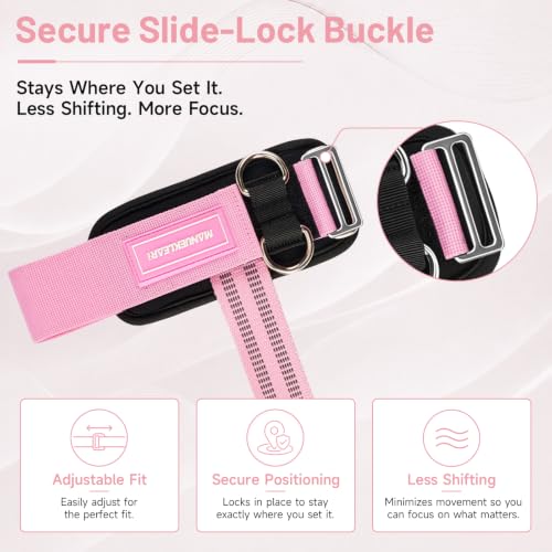 MANUEKLEAR 2 Size Gym Lifting Straps with D Rings for Cable Machine - color: Pink