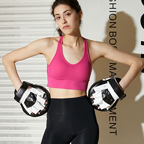 Valleycomfy Boxing Pads Curved Focus Punching Mitts for Men Women - color: Black White