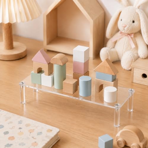 Acrylic Riser, Display Stand Clear Shelf 12 x3.15x2 inches Small Display Shelf 1 Tier Rectangular Organizer for Cosmetic Products Tabletop Use and More