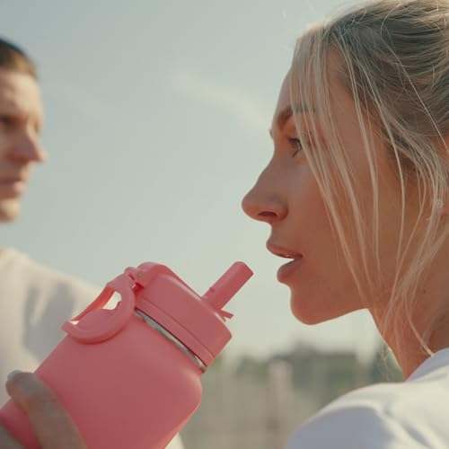 Hydrapeak 32oz Sport Insulated Water Bottle with Straw Lid, Leak & Spill Proof, Keeps Drinks Cold for 24 Hours, Hot for 12 Hours, Premium Stainless Steel Water Bottles (32oz, Black) - color: Black