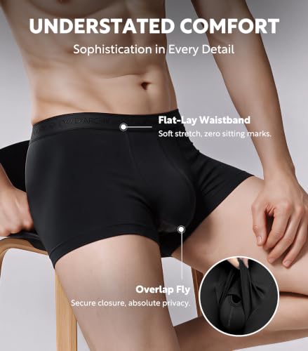 DAVID ARCHY Men's Underwear Modal Boxer Briefs Trunks Multi-Pack - color: A1, Black - 3.5" in 4 Pack, size: X-Large