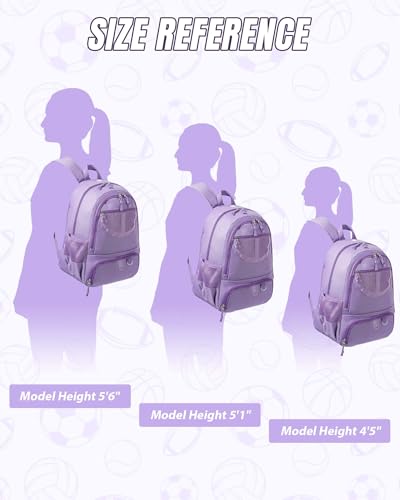 Basketball Bag Backpack for Men Women with Ball & Shoes Compartment 30L Capacity Lightweight Breathable Boys Girls Soccer Ball Bag Backpack Fit Volleyball Football Sports Travel School Gym - color: TK8Purple