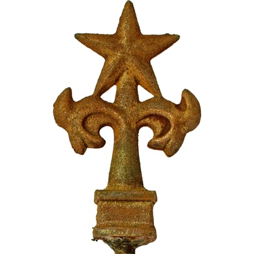 Texas Star Garden Hose Stake Guides, Set of 4 with Spiked Rebar Stakes Texan Steel Star Rusted Patina Finish