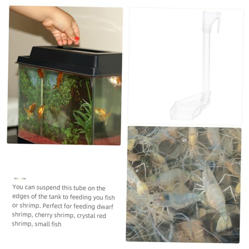 Toyvian Aquarium Fish Feeder Tube with Shrimp Feeding Dish, 28cm Feeder Pipe for Betta Fish and Aquarium Shrimp Feeding