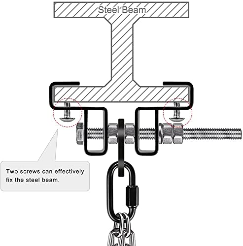 BeneLabel Punching Bag Hanger for I Beam 880 LBs Capacity Heavy Bag Mount Width Adjustable Boxing Bag Holder & Steel Beam Clamp for Beam - color: Hanger & Carabiner(1 Pack)
