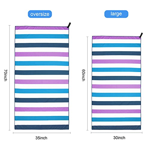 Exclusivo Mezcla Microfiber Quick Dry Large Beach Pool Towel - color: Stripe-dark Purple, size: 30" x 60"