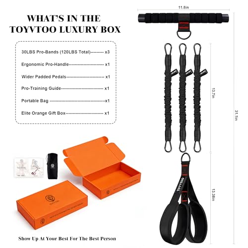 3-Tube Pedal Resistance Band w/Handles, 30/40LBS Sit Workout Gear - color: black, size: 40lbs