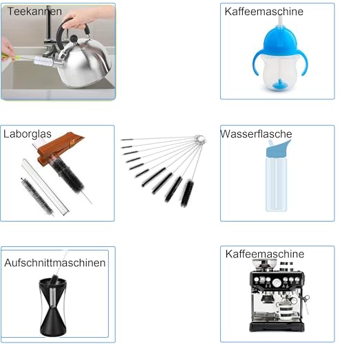 Nylon Tube Brush Set Pipe Tube Cleaner Bottle Cleaning Brushes for Drinking Straws Glasses Keyboards Jewelry Cleaning Beaker Cleaning Brushes Hummingbird Feeder Cleaning Brush( 10PCS 8 Inches)