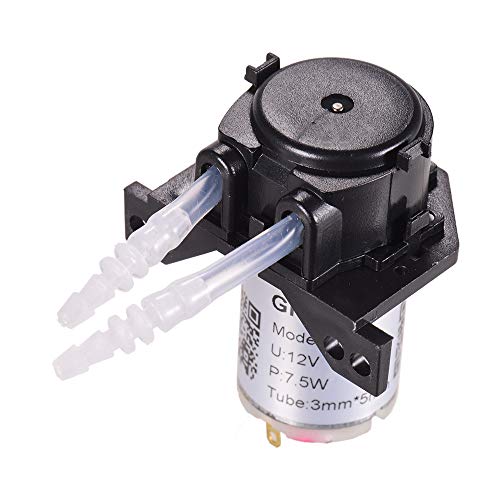 Peristaltic Pump 12V Dosing Pump 12 Volt Water DC 12V Liquid Self Priming Reversible CW CCW Easy Clean Buckle Head with Silicone Tube for Aquarium Lab Chemical Analysis (3mmX5mm)