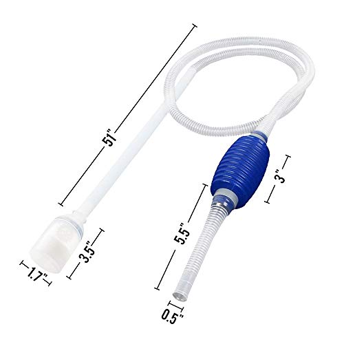 SunGrow Water Siphon Pump for Fish Tank with Priming Bulb, 3.5" Nozzle Net, 65-Inches, Long Nozzle Sand Cleaning Kit, Fish Gravel Vacuum to Clear Water, Aquarium Siphon Tank, 2-Minutes to Assemble - color: Blue