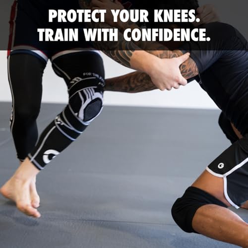 Gold BJJ Knee Brace for Jiu Jitsu - Compression Sleeve with Patella Support and Side Stabilizers (Small) - size: Small