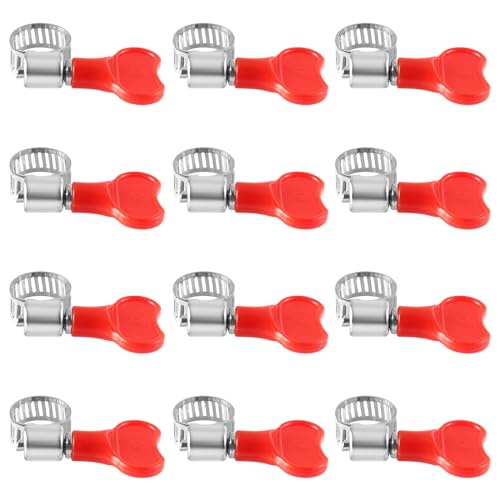 Worm Gear Hose Clamps, 12 Pack Upgraded Adjustable Tube Clamps Stainless Steel Hose Clamps for Home Brewing Beer Line Hose Clamps Gas Tube Clamps 8-12mm (5/16-1/2 inch, 3/8 inch)