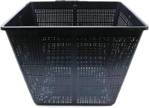 PondH2o 9" Wide by 6" Deep (23cm x 16cm), Square Black Plastic Mesh Pond Planting Containers, Aquatic Water Garden Plant or Flower Planters, Pots Baskets Aquaponics, Hydroponics | Value 2 Pack