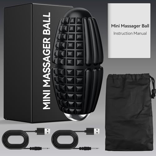 Vibrating Massage Ball, Silicone Myofascial Massage Ball, Deep Tissue Roller for Back, Neck, Feet & Legs, Relieves Plantar Fasciitis, Portable Trigger Point Release Electric Massage Ball - color: Black