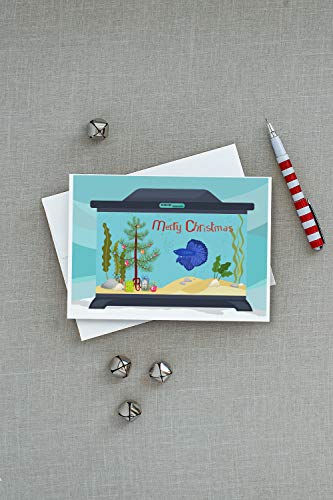 Caroline's Treasures CK4507GCA7P Delta Tail Betta Fish Merry Christmas Greeting Cards and Envelopes Pack of 8 Blank Cards with Envelopes Whimsical A7 Size 5x7 Blank Note Cards - style: Fish & Marine - Delta Tail Betta