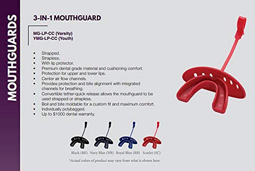 ADAMS USA 3-In-1 Lip Protector Varisty Mouth Guard with Strap - color: Navy Blue