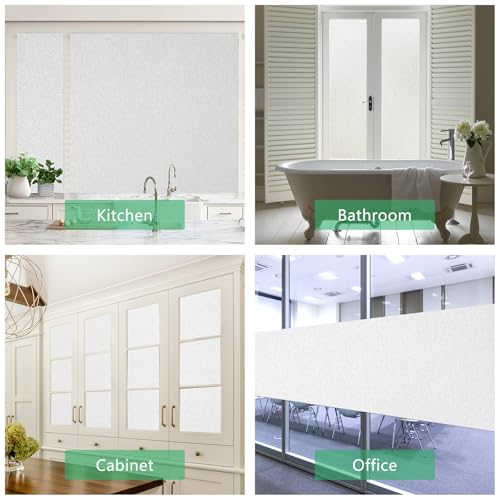 Window Privacy Film Frosted Glass Window Film Heat UV Blocking Static Cling Non-Adhesive Window Frosting Film for Bathroom Home Office(Frosted, 17.5" x 78.7")