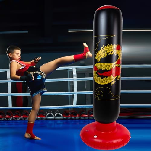 Onirii 66 Inch Kids Inflatable Punching Bag - color: Golden Dragon