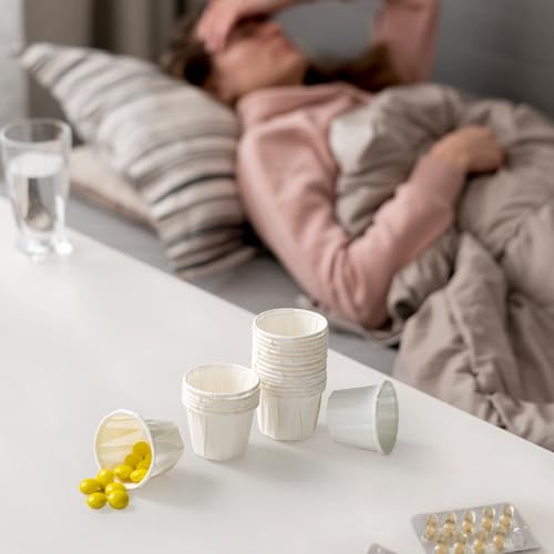 LITOPAK 500 Pack 0.75 oz Disposable Paper Souffle Medicine Cups, 3/4 oz Sample Cups for Tasting Pills, Food Dessert Services, and Condiments - style: White-0.75oz-500