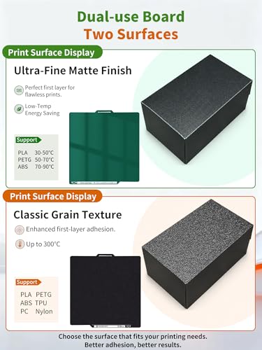 Energy-Saving AD5X/AD5M/AD5M Pro Cold Build Plate PEI Sheet 235x235mm Double Sided Low-Temperature Strong-Adhesion Platform Compatible with Flashforge AD5X/Adventurer 5M/5M Pro 3D Printer - size: 235x235mm, style: Green Cold+Black PEI