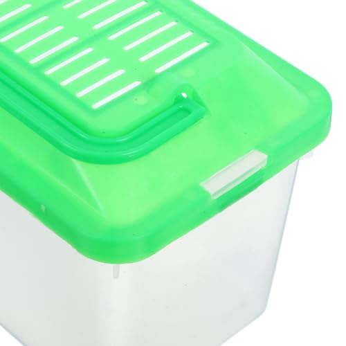 NUOBESTY Portable Turtle Tank and Plastic Fish Bowl Handheld Reptile Carrier with Green Medium Aquarium Box for Travel and Pet Transport
