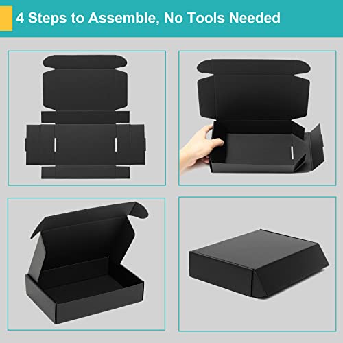 9x6x4” Black Shipping Boxes - 24 Pack Corrugated Cardboard Mailing Box Packaging for Small Business - Tab Locking Literature Mailer Flat Empty Gift Packing Supplies