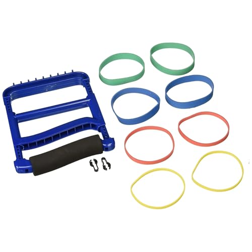 Rolyan Ergonomic Hand Exerciser, Squeeze Tool, 4 Pairs Rubber Bands, Blue - color: Blue, style: Padded Handle