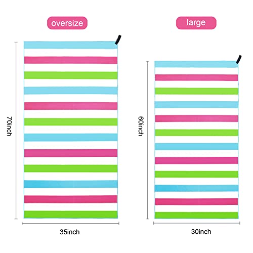 Exclusivo Mezcla Microfiber Quick Dry Large Beach Pool Towel - color: Stripe-colorful, size: 30" x 60"