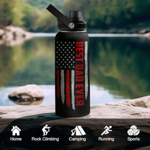 Best Dad Ever Water Bottle 32oz Stainless Steel Insulated Water Bottles - Gifts for Dads Daddy Father Papa from Son Daughter - Fathers Birthday Christmas - color: Dad 4