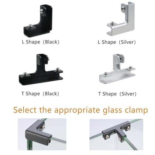 Geesatis 4Pcs L Shape Glass Fixing Clip Accessories,Aluminum Alloy,Reinforced Clip for Rimless Aquarium Shower Door Cube Glass Panel Fixing(Silver) - style: L Shape Glass Fixing Clip(Silver)