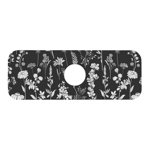 Faucet Draining Mat For Kitchen Sink, Wildflowers Plants Diatom Mud Absorbent Drain Pad For Bathroom Kitchen Sink Splash Guard Drying Mat - color: Wildflowers Plants
