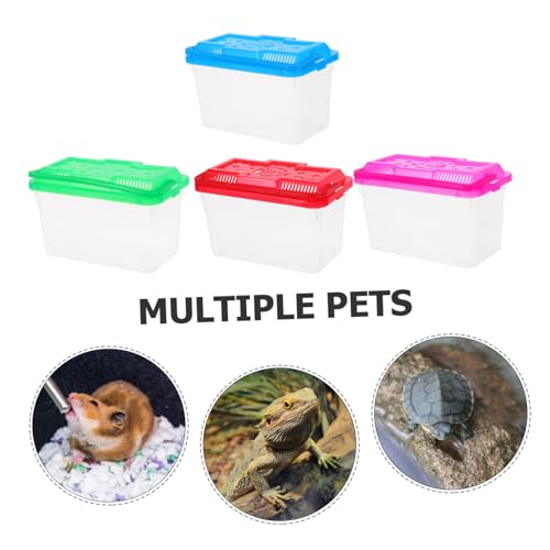 Abaodam 4Pcs Portable Mini Plastic Turtle Tank with Handle Transparent Fish Breeding Box for Small Fish Turtles Reptiles and Hamsters Decorative and Convenient Pet Carrier
