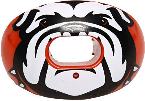 Battle Sports Oxygen Football Mouthguard, Bulldog/Red | Maximum protection with a safe secure comfortable fit, Built-in airflow channels for easy breathing, No boiling required