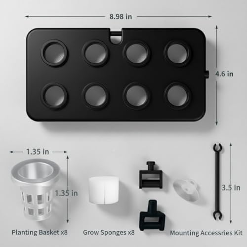 Multi-positional Aquarium Plant Holder Top Hanging Fish Tank Plant Holders Fits up to Fish Tank of Any Size ,8 Planting Spots, with 8 Sets of Baskets