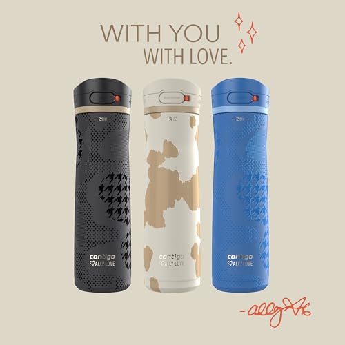Contigo x Ally Love Jackson Chill 2.0, Stainless Steel, Spill Proof Water Bottle with AutoPop Lid, BPA Free, 24oz, Oatmilk - color: Oatmilk, size: 24oz (Pack of 1), style: Ally Love