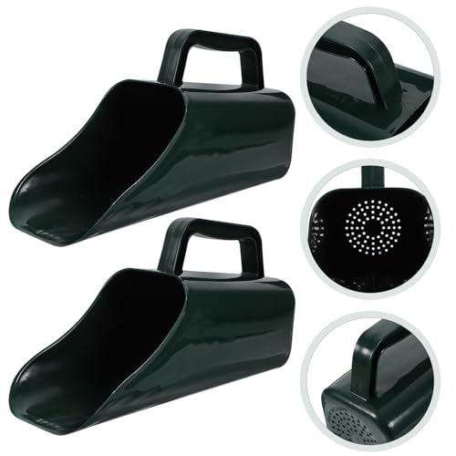 Aquarium Gravel Shovel Fish Tank Cleaning Tool Water-Permeable Sediment Scoop Handheld Garden Shovel 2pcs Dark Green for Aquatic Plants Sand Removal