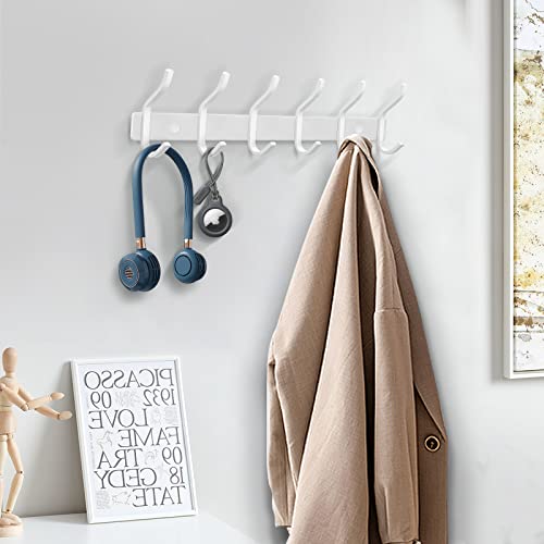 White Coat Rack Wall Mount, 23 Inch Coat Hooks with 8 Hooks, 1 Pack - color: White, size: 8 Hooks