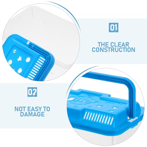 Portable Plastic Aquarium Tank with Blue Turtle Pattern, Medium-Sized Handheld Fish Breeder Box Suitable for Betta Fish, Turtles, and Small Reptiles Transport